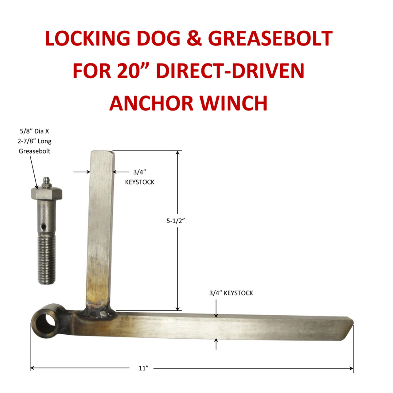 Kolstrand Locking Dog with Grease bolt for 20" Aluminum Anchor Winch-Info Sheet