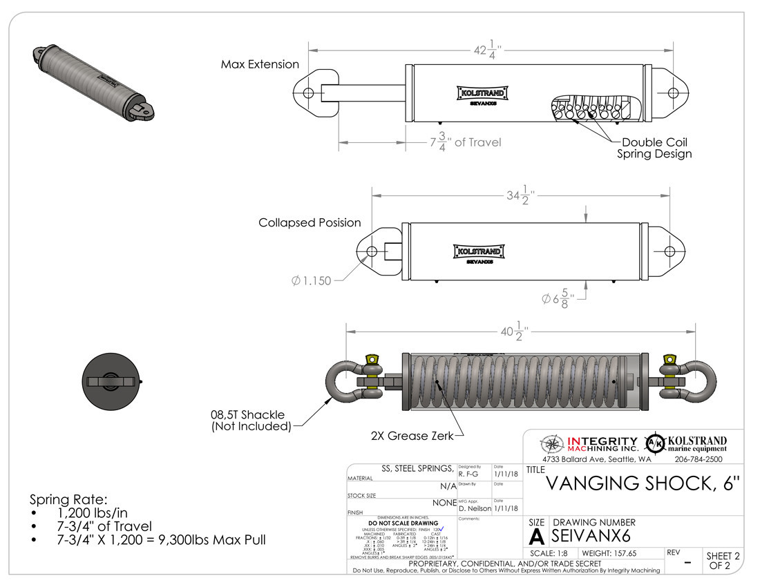 Kolstrand 6" Vanging Pull-Shock-Drawing with Dimensions