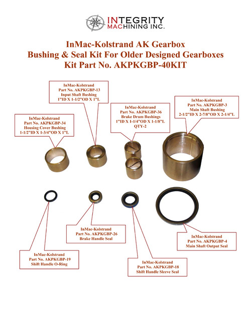 Kolstrand Bushing and Seal Kit - For Older Designed AK Gearboxes - PC 40