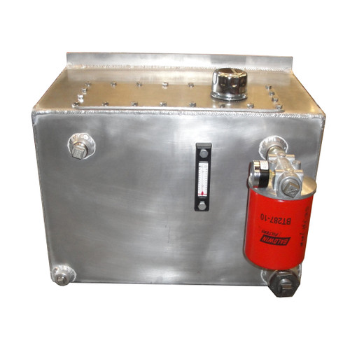 Kolstrand Aluminum Hydraulic Oil Reservoir-20 Gallon Capacity with Shut-off Valve, Drain Valve, Oil Level & Temperature Gauge, Return Line Filter and Fill and Vent