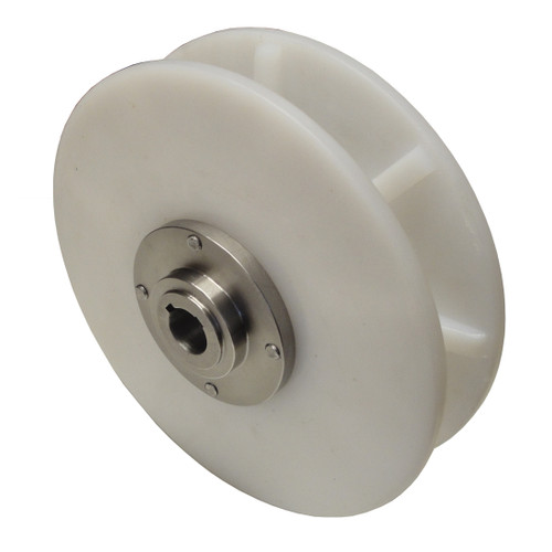 Kolstrand TopTailer Nylon Spool (2 Halves with 3 Shims) 10 Inch Diameter x 1 3/4 Inch Between the Flanges and With Stainless Steel Hub for 1 Inch Diameter Keyed Shaft