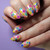 Bright, fun, rainbow flower press on nails