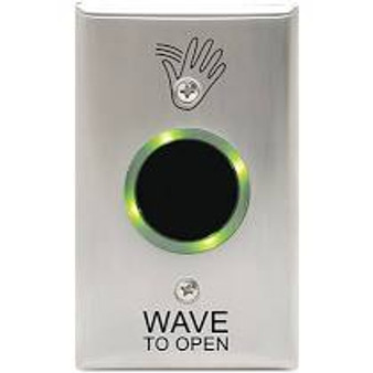 CAMDEN CM-333/41S - Hybrid Battery Powered Touchless Switch, 1 wired Relay, option for CM-TX99 wireless transmitter.  Stainless Steel Faceplate - Hand Icon and 'Wave to Open' text