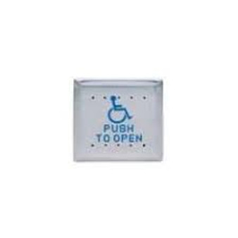 SDC 484A6U - Square 6" Push to exit w/ Handicap guy blue in-fill