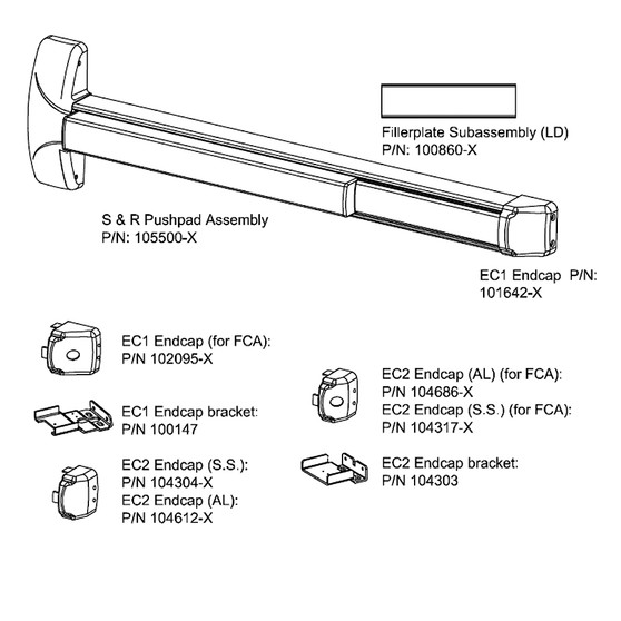 DETEX EC2 BRACKET (104303) -  Advantex Endcap bracket for EC2 (flush) endcap w/o battery holder