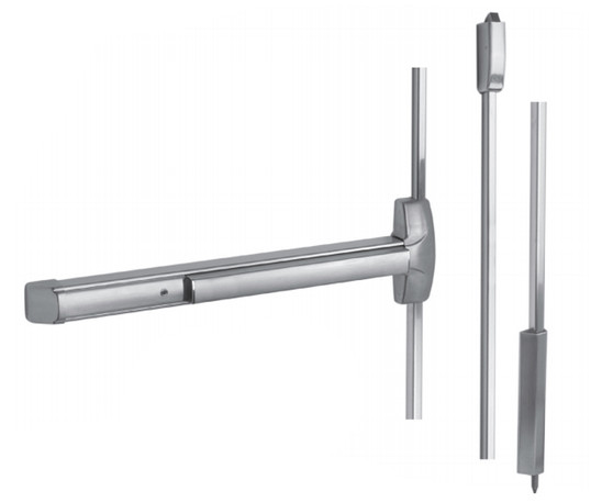 DETEX 20 x EX x 630 x 36 x 96 - 20 Series Surface Vertical Rod Advantex SVR Panic Device (36"x96") - Exit Only - top & bottom rod, REX - satin stainless