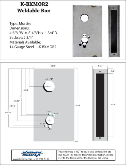 KEEDEX K-BXMOR2  - Mortise Box-Corbin/Russwin 5000 & ML2000 - Falcon M - Best 34-37H