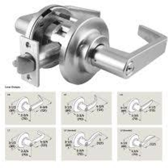 RCI C880EU RX D LR E 612 - Storeroom, electrically unlocked (fail-secure), 24VDC, with request-to-exit - 2 3/4"BS, std. bent lever, 3 1/2" stepped rose, ANSI strike, Schlage "C" keyed different   - satin bronze