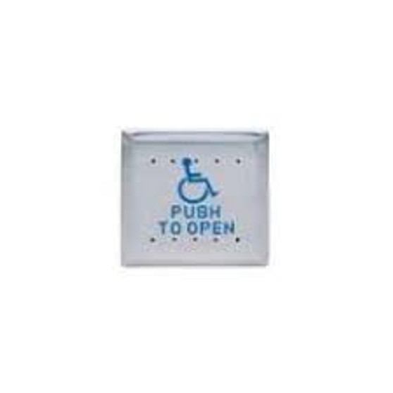 SDC 484A6U - Square 6" Push to exit w/ Handicap guy blue in-fill