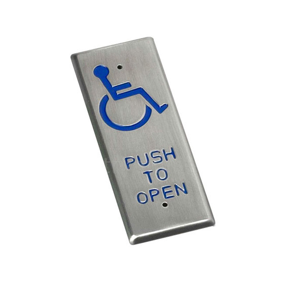 SDC 482A1U - Push Plate switc- 1-11/16" NARROW mullion, push to open, blue infill -  stainless steel faceplate
