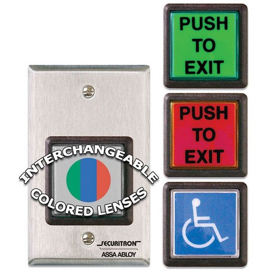 SECURITRON  EEB2 630 - Emergency exit Button w/ 30 sec timer - SF grn/red/handicap - Stainless steel