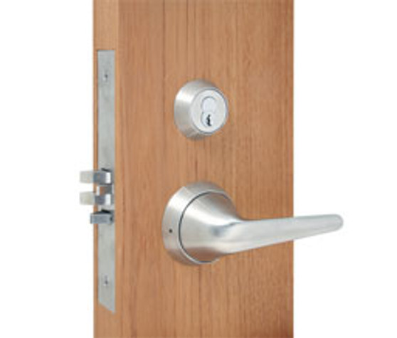 TOWNSTEEL - MRX-S-L-30 US32D Heavy Duty Anti-Ligature sectional lever trim, keyed double cylinder, institutional function, mortise lockset - satin stainless