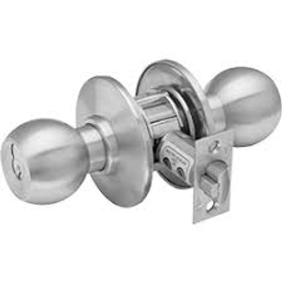 BEST 8K37T4ASTK626RH - 8K SERIES, 2-3/4" backset, 7 pin, dormitory, round knob, 3-3/8" concave rose, standard strike, satin chromium finish