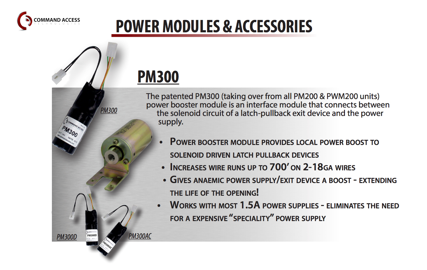 COMMAND ACCESS PM300 Power Booster Module Pacific Lock Supply
