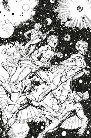 SILVERHAWKS #1 MARK BAGLEY LINE ART VIRGIN DYNAMITE.COM EXCLUSIVE SIGNED BY MARK BAGLEY IN SILVER