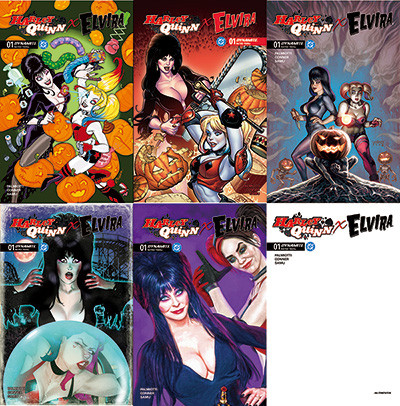 HARLEY QUINN X ELVIRA #1 6-PACK - INCLUDES COVERS A-E + AUTHENTIX BLANK COVER J