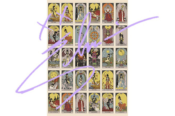 ELVIRA SIGNED TAROT CARDS UNCUT SHEET