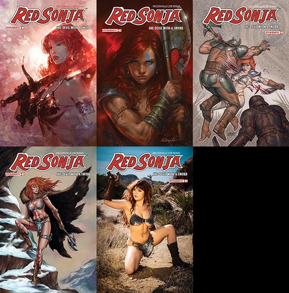 RED SONJA: SHE-DEVIL WITH A SWORD #2 DELUXE 5-PACK INCLUDES ONE COPY EACH OF ALL OPEN ORDER COVERS