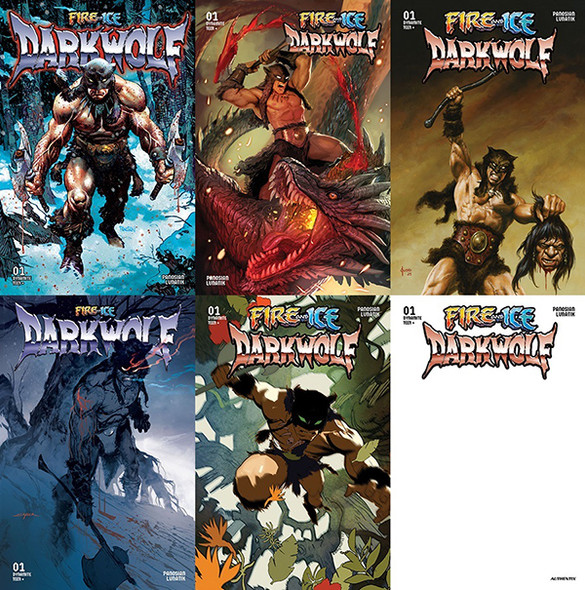 FIRE AND ICE: DARKWOLF #1 MEGA 6-PACK - INCLUDES ONE COPY EACH OF ALL OPEN ORDER COVERS + BLANK AUTHENTIX
