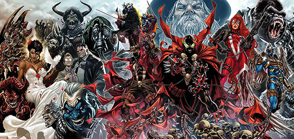 SPAWN FOUR PIECE CONNECTING COVER SET LIMITED EDITION SILVER SIGNATURE SERIES SIGNED BY MARK BROOKS
