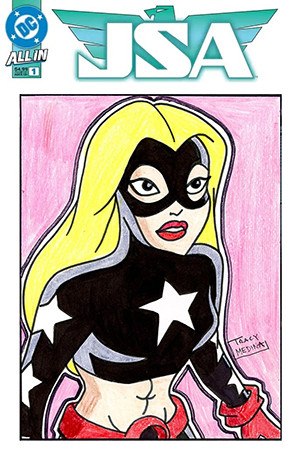 DC COMICS COMMISSIONED COVER ART SIGNED AND REMARKED BY TRACY MEDINA WITH A STARGIRL SKETCH