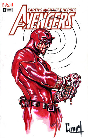 MARVEL COMICS COMMISSIONED COVER ART SIGNED AND REMARKED BY JESSICA COURT WITH A DAREDEVIL SKETCH
