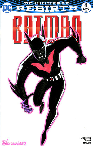 BATMAN BEYOND #1 BLANK VARIANT COMMISSIONED COVER ART SIGNED AND REMARKED BY DAN NEIDLINGER WITH A BATMAN BEYOND SKETCH