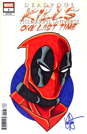 DEADPOOL KILLS THE MARVEL UNIVERSE #1 APRIL POOLS DAY BLANK VARIANT COMMISSIONED COVER ART SIGNED AND REMARKED BY KEN HAESER WITH A DEADPOOL SKETCH