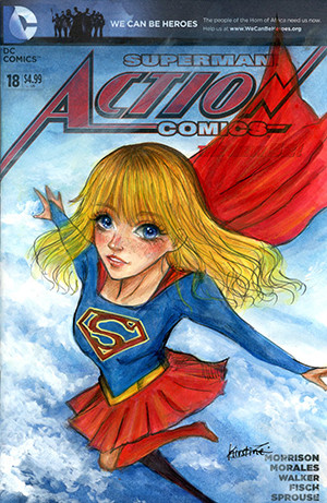 DC COMICS COMMISSIONED COVER ART SIGNED AND REMARKED BY KIRSTINE DANICA LIM WITH A SUPERGIRL SKETCH