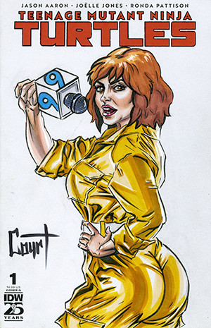 TEENAGE MUTANT NINJA TURTLES #1 BLANK VARIANT SIGNED AND REMARKED BY JESSICA COURT WITH AN APRIL O'NEIL SKETCH