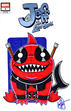 JEFF THE LAND SHARK #1 BLANK VARIANT SIGNED AND REMARKED BY KEN HAESER WITH A JEFFPOOL SKETCH