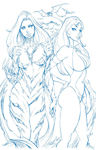 Vampirella X Witchblade #1 Dynamite.com Ale Garza Blue Line Art Virgin