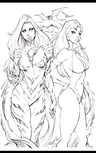 Vampirella X Witchblade #1 Dynamite.com Ale Garza Original Art