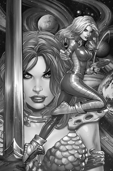 Red Sonja / Barbarella #1 Cover ZB Dynamite.com Exclusive Greg Land Line Art Variant