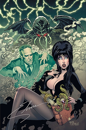 ELVIRA MEETS H.P. LOVECRAFT #1 DAVE ACOSTA VIRGIN SIGNED BY ELVIRA DYNAMITE.COM EXCLUSIVE