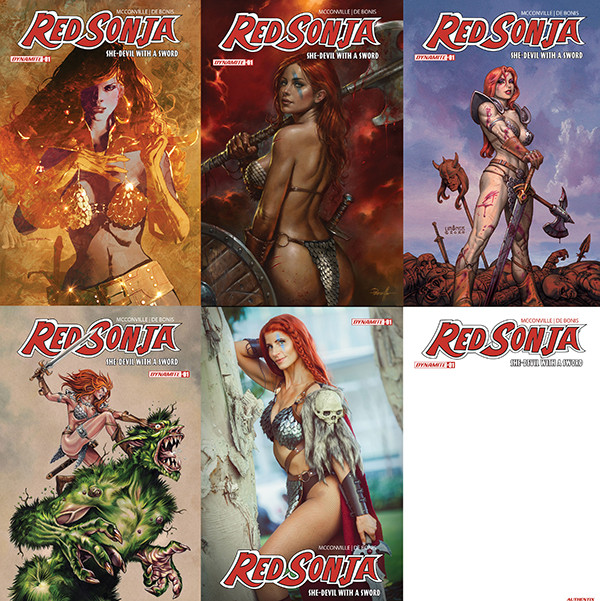 RED SONJA: SHE-DEVIL WITH A SWORD #1 MEGA 6-PACK - INCLUDES ALL OPEN ORDER COVERS + BLANK AUTHENTIX