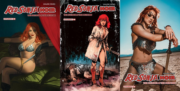 RED SONJA NOIR: THE PLUNDER AND THE PRINCESS #1 DELUXE 3-PACK - INCLUDES ONE COPY EACH OF ALL OPEN ORDER COVERS
