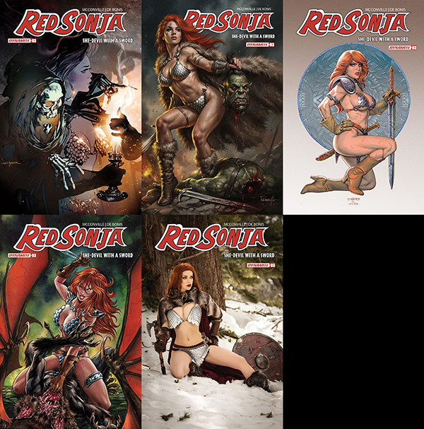 RED SONJA: SHE-DEVIL WITH A SWORD #3 DELUXE 5-PACK - INCLUDES ONE COPY EACH OF ALL OPEN ORDER COVERS