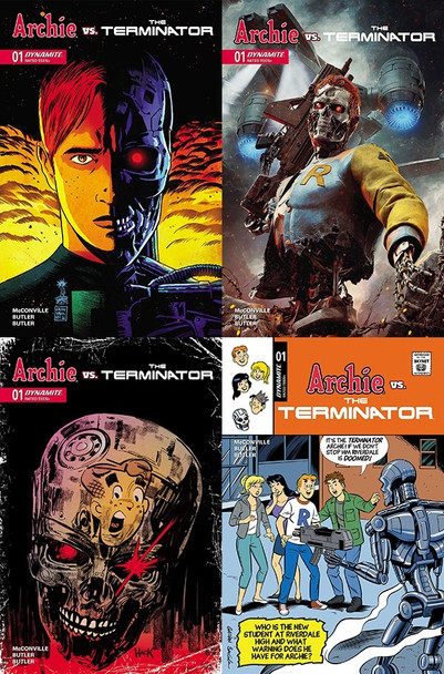 ARCHIE VS. THE TERMINATOR #1 DELUXE 4-PACK - INCLUDES ONE COPY EACH OF ALL OPEN ORDER COVERS A - D
