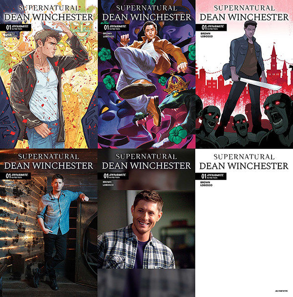 SUPERNATURAL: DEAN WINCHESTER #1 MEGA 6-PACK - INCLUDES ONE COPY EACH OF ALL OPEN ORDER COVERS A - E + THE BLANK AUTHENTIX COVER F