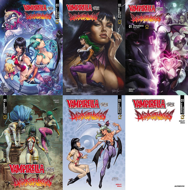VAMPIRELLA VS. DARKSTALKERS SPECIAL #1 MEGA 6-PACK -INCLUDES ONE COPY EACH OF ALL 6 OPEN ORDER COVERS A - E + THE BLANK AUTHENTIX COVER F