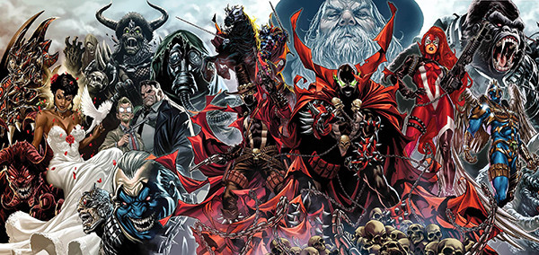 SPAWN FOUR PIECE CONNECTING COVER SET LIMITED EDITION SILVER SIGNATURE SERIES SIGNED BY MARK BROOKS