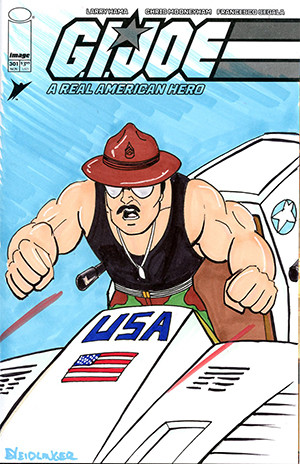 IMAGE COMICS COMMISSIONED COVER ART SIGNED AND REMARKED BY DAN NEIDLINGER WITH A SGT SLAUGHTER SKETCH
