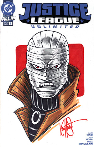 JUSTICE LEAGUE UNLIMITED #1 SIGNED AND REMARKED BY KEN HAESER WITH A HUSH SKETCH
