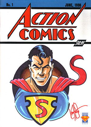 ACTION COMICS #1 GOLDEN AGE FACSIMILE BLANK VARIANT SIGNED AND REMARKED BY KEN HAESER