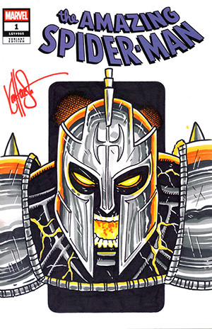 MARVEL COMICS COMMISSIONED COVER ART SIGNED AND REMARKED BY KEN HAESER WITH A HELLGATE SKETCH