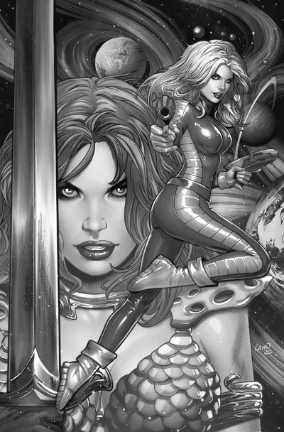 Red Sonja / Barbarella #1 Cover ZC Dynamite.com Exclusive Greg Land Line Art Virgin Variant