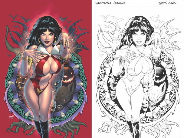 Vampirella: Paradise #1 Cover Z ZA ZB ZC Dynamite.com Exclusive Greg Land Variant, Virgin, Line Art & Line Art Virgin Variant Bundle
