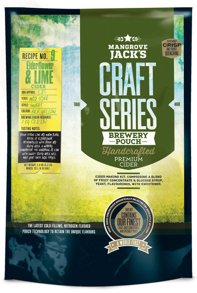 Fresh citrus lime and warm floral notes of elderflower intermingled with fresh and fruity apple. A winning combination, the sharpness of lime with sweet fruity apple will make your taste buds tingle. 

ABV Approx: 5.2% Yeast: M02 Cider Style: Sweet Colour: Pale Yellow Brewing Sugar Required: 1 kg