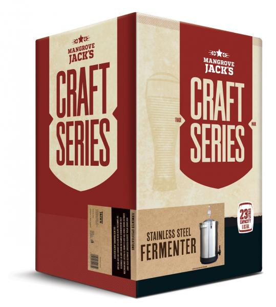 • 25L capacity fermenter
• High grade #304, scratch resistant,
stainless steel body
• Handles for easy lifting of the fermenter
• Seamless inside finish for easy cleaning
to prevent contamination
• Litre measurement stamped on inside
body of fermenter
• Tap compatible with brew bottler (40300)
for easy bottling

Use with Mangrove Jack’s Beer Kits
Does not include airlock and bung (needs to
fit a 22mm diameter hole), please purchase 
these as an addition.